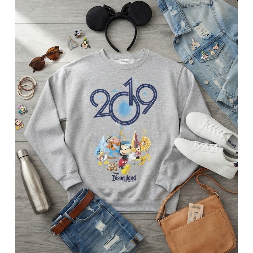 Disney Parks Disneyland Resort 2019 Mickey & Friends Gray Sweatshirt Small
